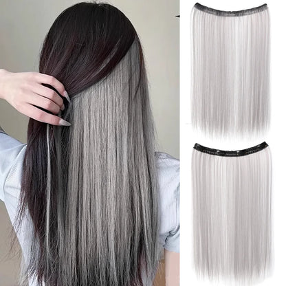 20 Inch Long Synthetic Straight Clip-In Hair Extensions for Women - Vibrant Colors, Synthetic Fiber, Easy to Use