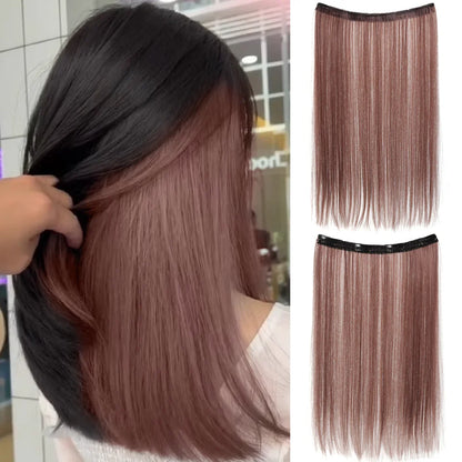 20 Inch Long Synthetic Straight Clip-In Hair Extensions for Women - Vibrant Colors, Synthetic Fiber, Easy to Use