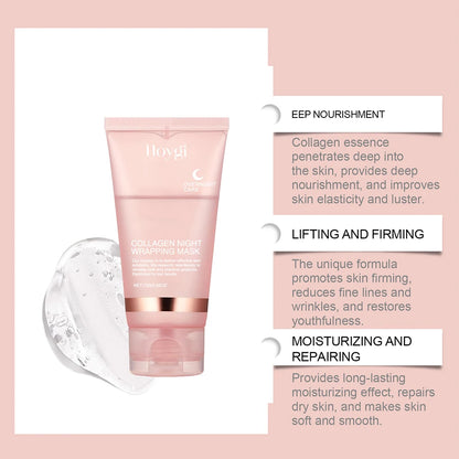 75ml Collagen Peel Off Face Mask With 50g Collagen Jelly Cream Hydrating Moisturizing Night Wrapping Mask Cream Korean Skincare