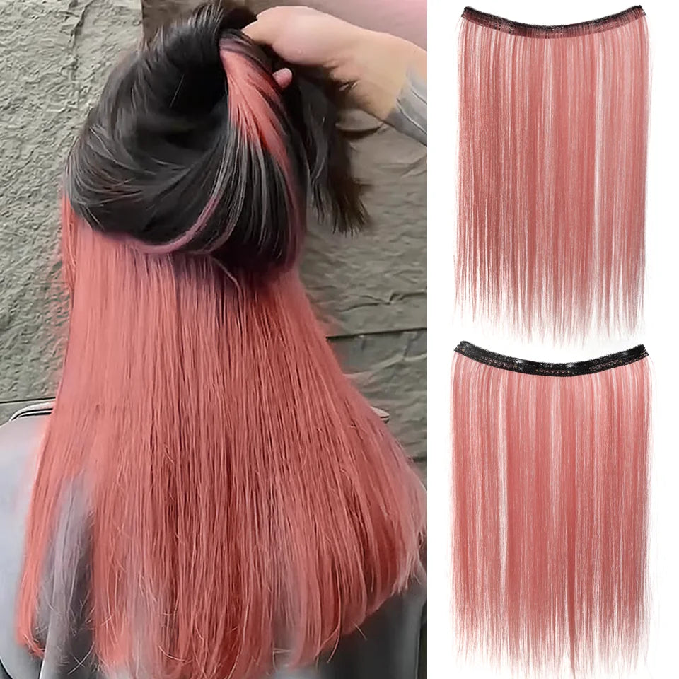 20 Inch Long Synthetic Straight Clip-In Hair Extensions for Women - Vibrant Colors, Synthetic Fiber, Easy to Use