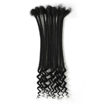 12 Inch 40 Strands 0.4cm Width 100% Human Hair Dreadlock Extensions Curly Ends Handmade Permanent loc Extensions Can Be Dyed