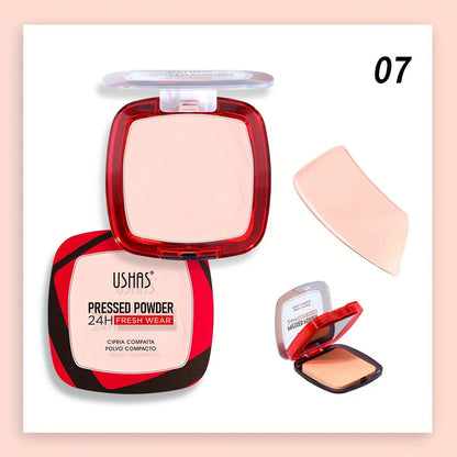 USHAS Makeup Powder Compact Setting Concealing Long-Lasting Waterproof Moisturizing Non-Caking