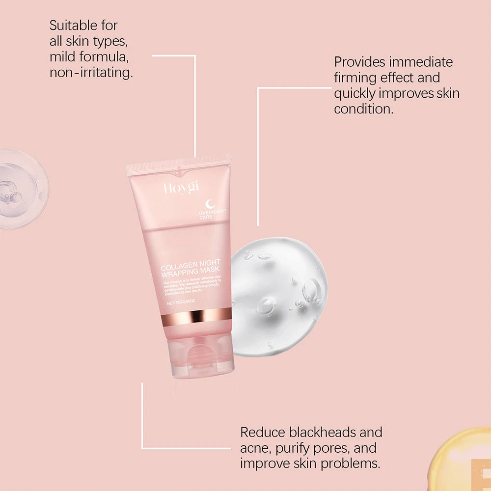 75ml Collagen Peel Off Face Mask With 50g Collagen Jelly Cream Hydrating Moisturizing Night Wrapping Mask Cream Korean Skincare