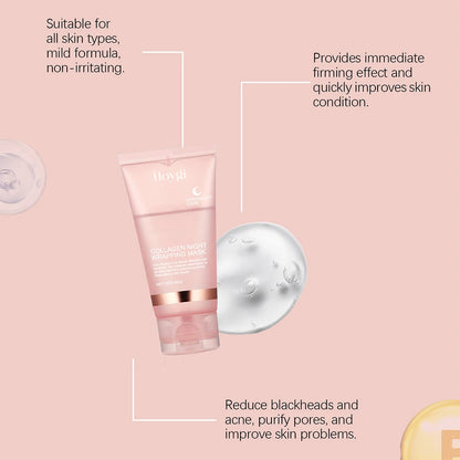 75ml Collagen Peel Off Face Mask With 50g Collagen Jelly Cream Hydrating Moisturizing Night Wrapping Mask Cream Korean Skincare