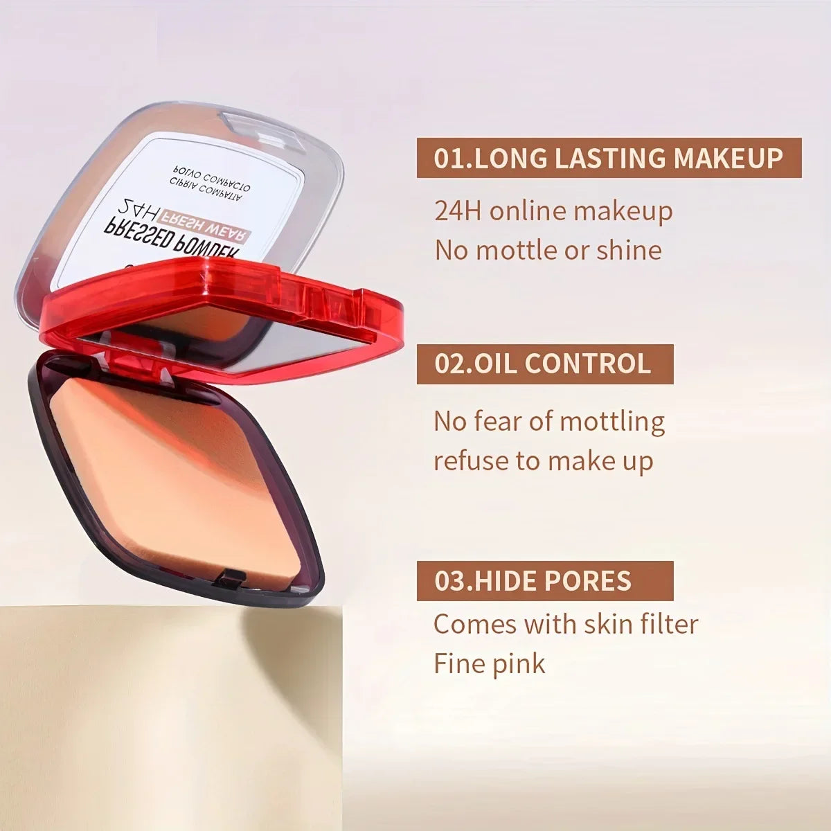 USHAS Makeup Powder Compact Setting Concealing Long-Lasting Waterproof Moisturizing Non-Caking