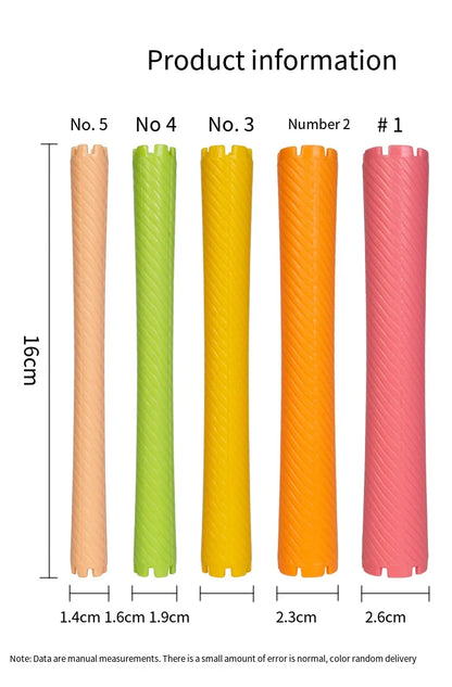 6pcs Heatless Lengthened Hair Roller Stick Perm Tools Hollow Design Spiral Hair Curlers Magic Curls DIY Curly Hair Styling Kit