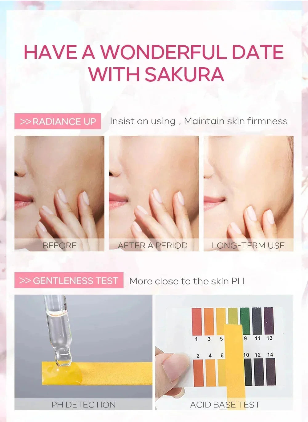 Japan Sakura Wrinkle Remover Face Serum Cream Anti-Aging Fade Fine Lines Lift Firming Vitamin C Whitening Rejuvenation Skin Care