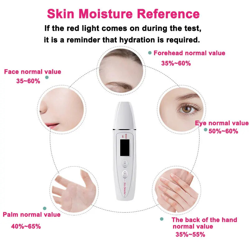 Skin Oil Moisture Tester Machine LCD Precise Detector Digital Monitor for Skin Sensor Analyzer Facial Care Tools