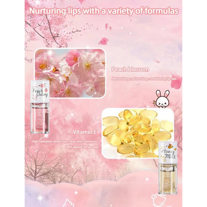 White Peach And Honey Lip Oil Soothes Dry Moisturizes And Does Not Fade Lovely Big Brush Head Lip Gloss