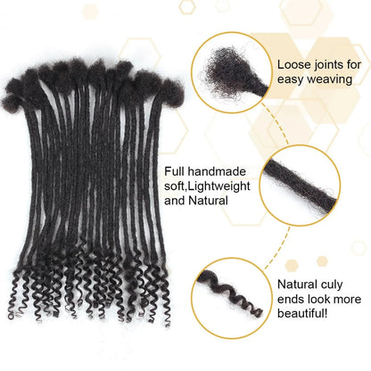 12 Inch 40 Strands 0.4cm Width 100% Human Hair Dreadlock Extensions Curly Ends Handmade Permanent loc Extensions Can Be Dyed