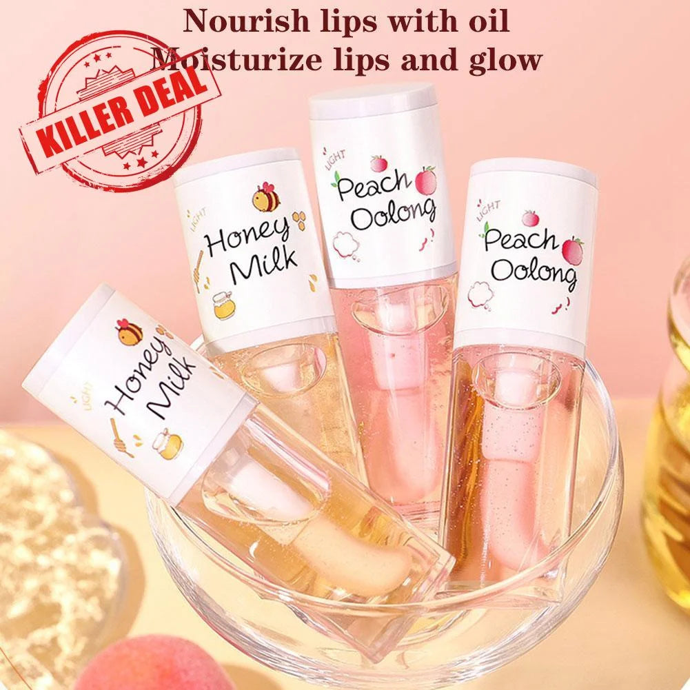 White Peach And Honey Lip Oil Soothes Dry Moisturizes And Does Not Fade Lovely Big Brush Head Lip Gloss
