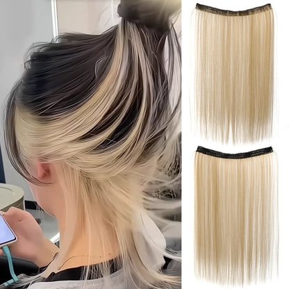 20 Inch Long Synthetic Straight Clip-In Hair Extensions for Women - Vibrant Colors, Synthetic Fiber, Easy to Use