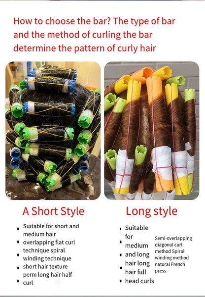 6pcs Heatless Lengthened Hair Roller Stick Perm Tools Hollow Design Spiral Hair Curlers Magic Curls DIY Curly Hair Styling Kit