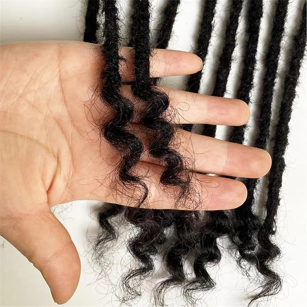 12 Inch 40 Strands 0.4cm Width 100% Human Hair Dreadlock Extensions Curly Ends Handmade Permanent loc Extensions Can Be Dyed