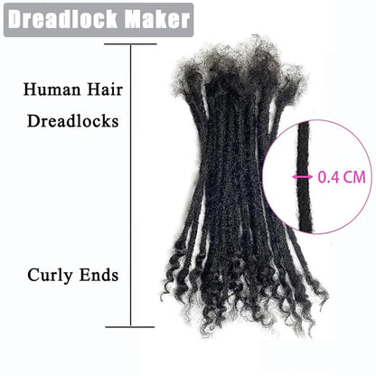 12 Inch 40 Strands 0.4cm Width 100% Human Hair Dreadlock Extensions Curly Ends Handmade Permanent loc Extensions Can Be Dyed