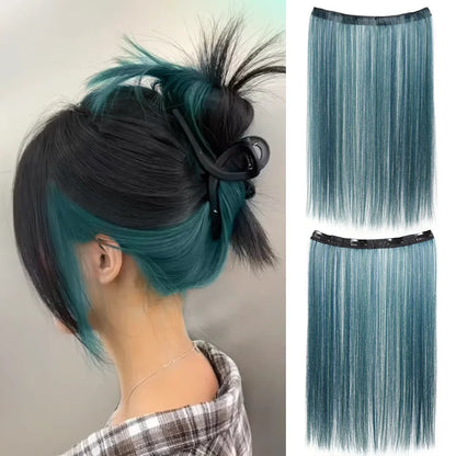 20 Inch Long Synthetic Straight Clip-In Hair Extensions for Women - Vibrant Colors, Synthetic Fiber, Easy to Use