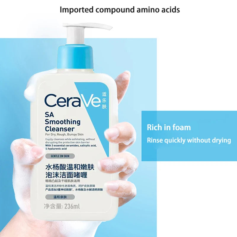 CeraVe SA Cleanser | Salicylic Acid Cleanser with Hyaluronic Acid, Niacinamide & Ceramides BHA Exfoliant for Face |236ml