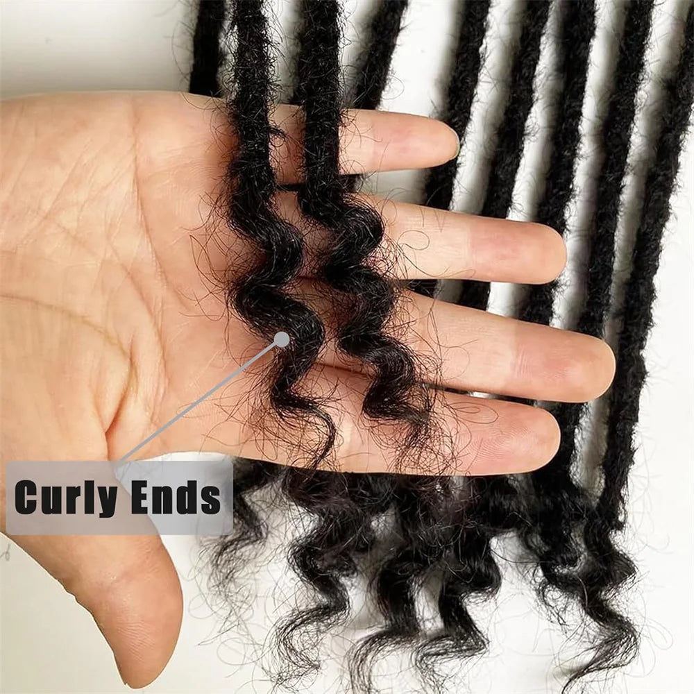 12 Inch 40 Strands 0.4cm Width 100% Human Hair Dreadlock Extensions Curly Ends Handmade Permanent loc Extensions Can Be Dyed
