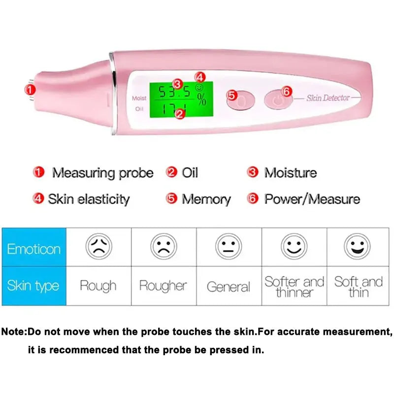 Skin Oil Moisture Tester Machine LCD Precise Detector Digital Monitor for Skin Sensor Analyzer Facial Care Tools