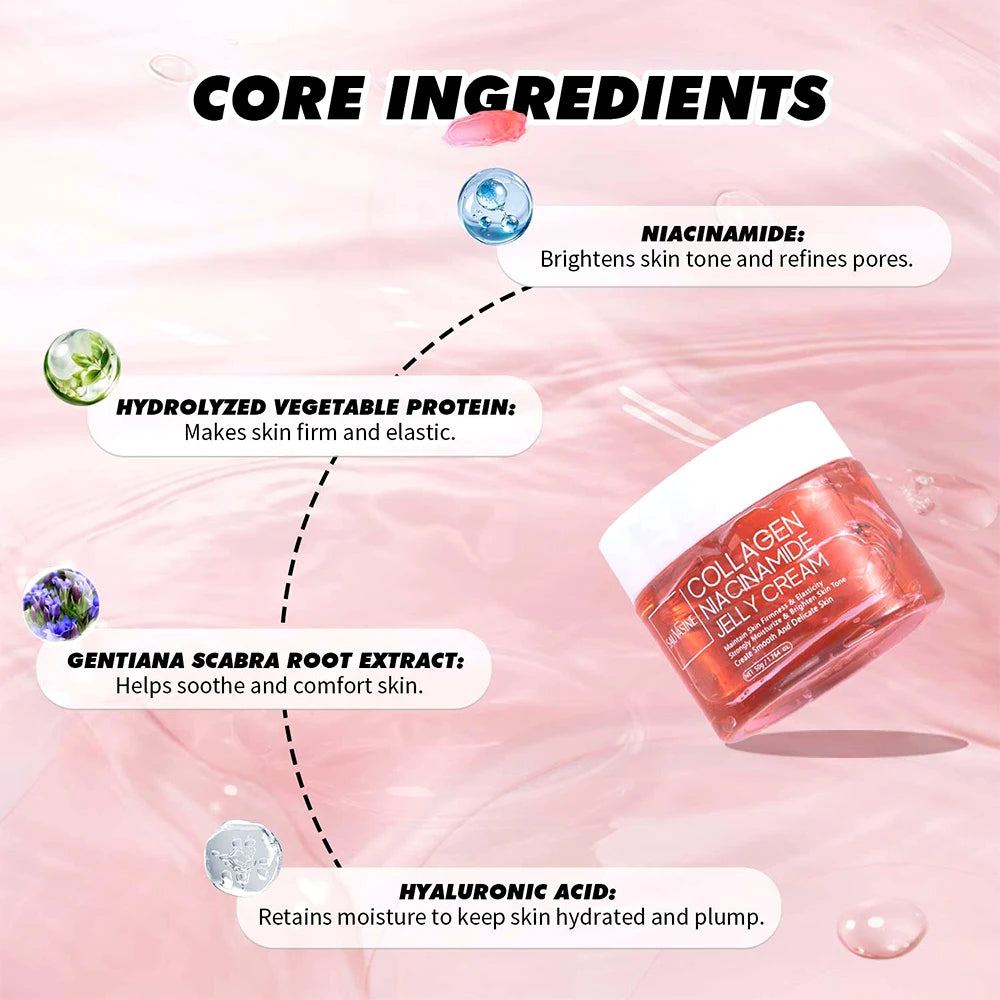 24h Glow & Lifted Collagen Jelly Cream Niacinamide And Hydrolyzed Collagen Strengthen The Skin Barrier And Moisturize The Skin