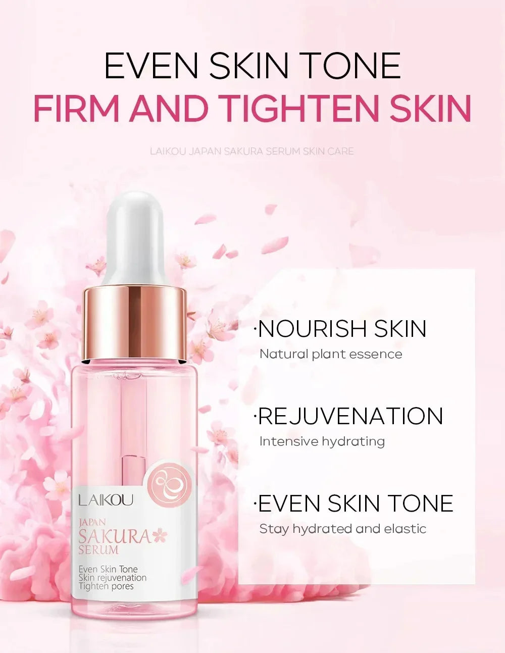 Japan Sakura Wrinkle Remover Face Serum Cream Anti-Aging Fade Fine Lines Lift Firming Vitamin C Whitening Rejuvenation Skin Care