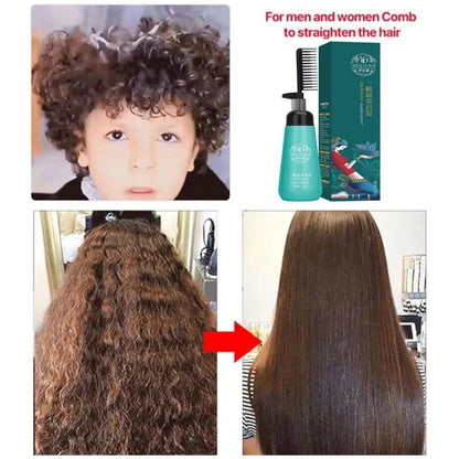 Hair Straightening Cream And Comb Set Nourishing No Hurting Repair Damaged Hair Keratin Smooth Care Improving Frizziness Ionperm
