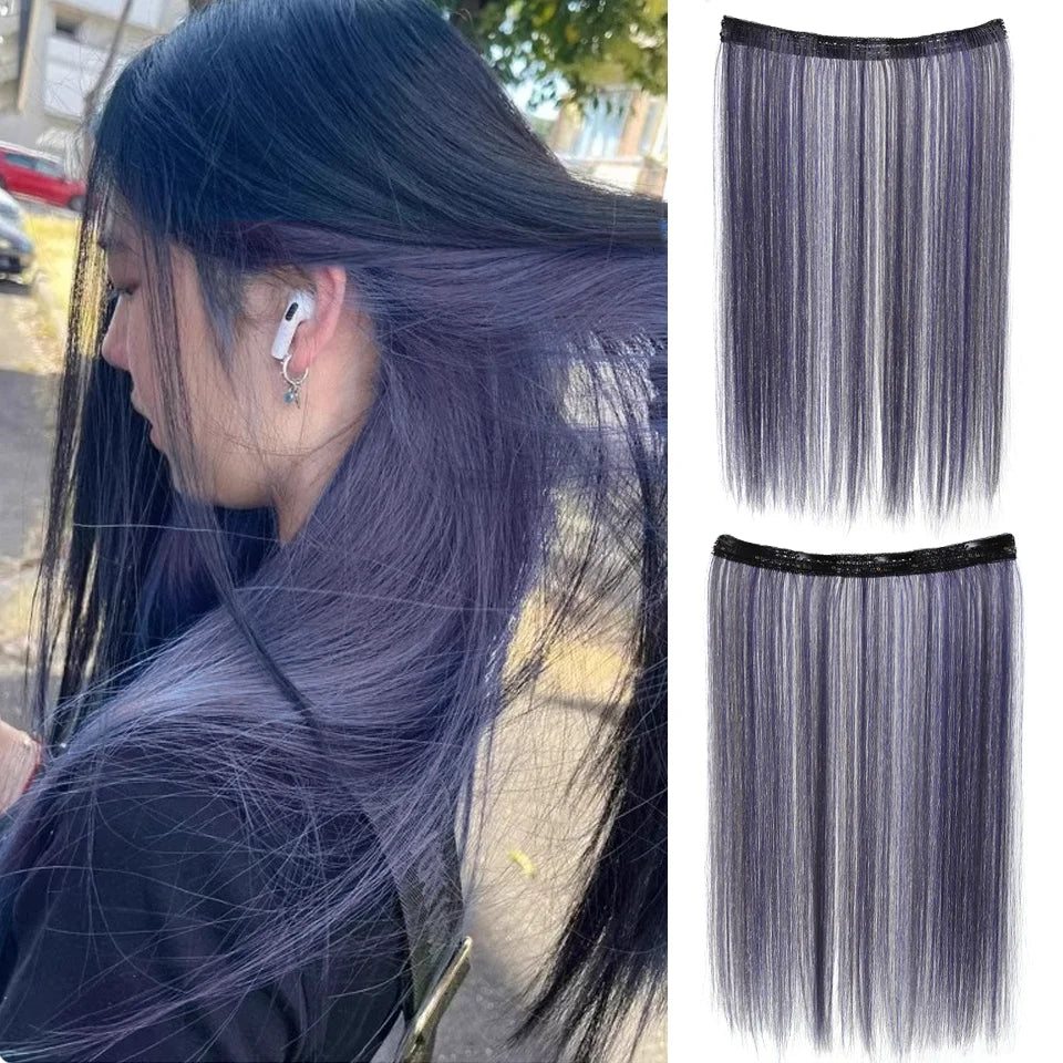 20 Inch Long Synthetic Straight Clip-In Hair Extensions for Women - Vibrant Colors, Synthetic Fiber, Easy to Use