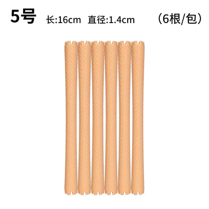 6pcs Heatless Lengthened Hair Roller Stick Perm Tools Hollow Design Spiral Hair Curlers Magic Curls DIY Curly Hair Styling Kit