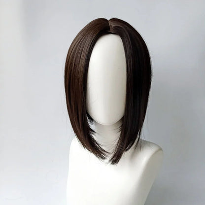 New synthetic fiber fashion wig female shoulder length trim face short straight hair high temperature silk full head cover