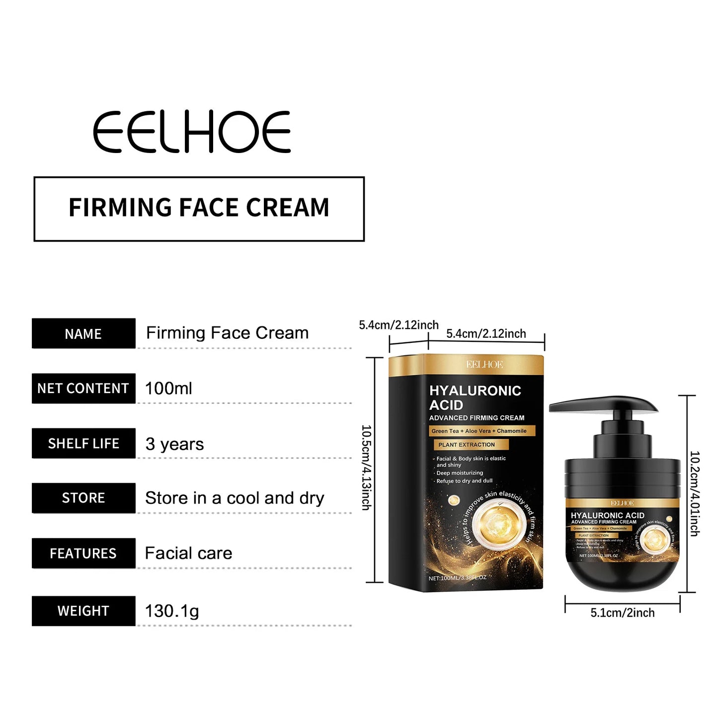 Hyaluronic Acid Face Cream Shrinking Pores Anti-Puffiness Oil Control Repair Damaged Brightening Skin Moisturizing Facial Cream