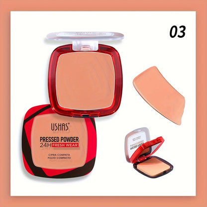 USHAS Makeup Powder Compact Setting Concealing Long-Lasting Waterproof Moisturizing Non-Caking